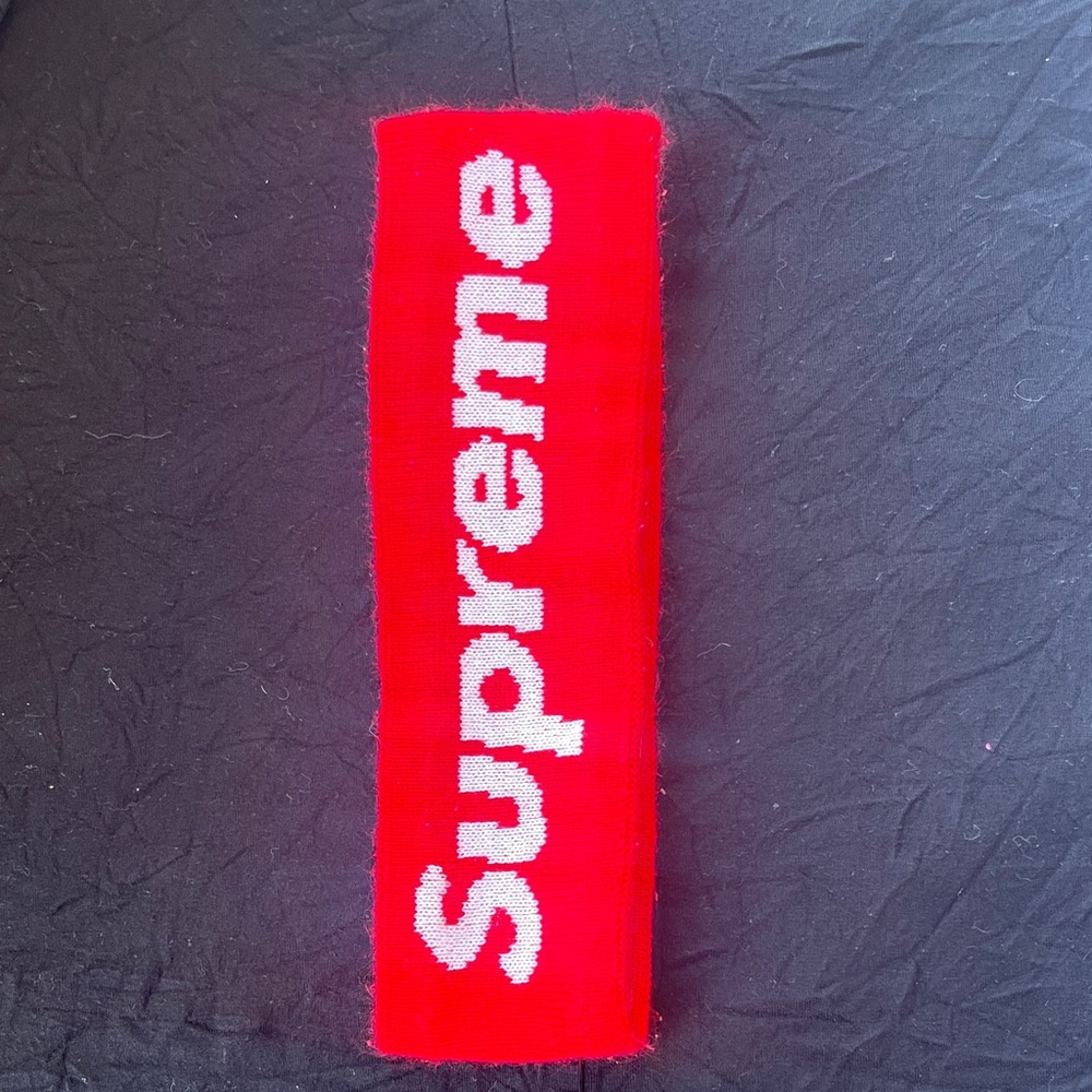 Supreme Red and White Logo Headband